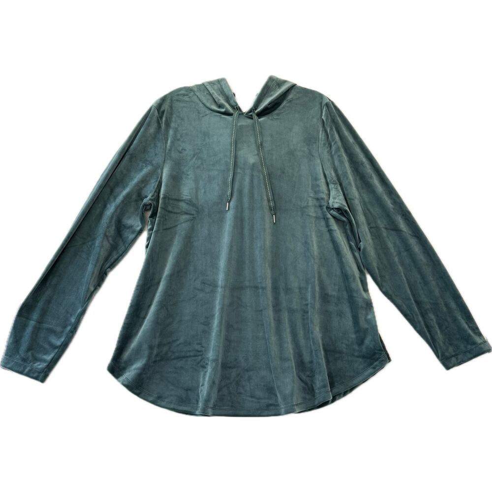 LIVI For Lane Bryant Velour Tunic Top Hoodie Women's Sz 14/16 Emerald Green NWT